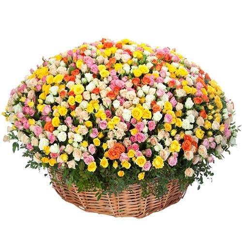 Фото товара 301 кустовая роза в корзине