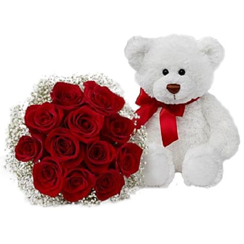 Фото товара Букет "Парижанка" и белый мишка