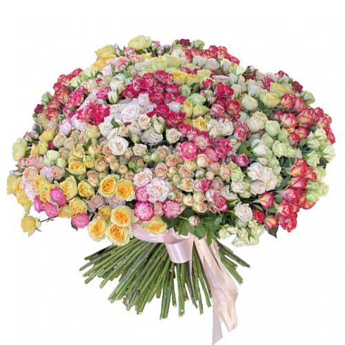 огромный букет из 201 кустовой розы